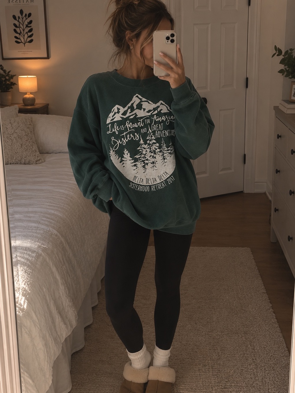 Tri delta Forest Green Graphic Sweatshirt sisterhood retreat large